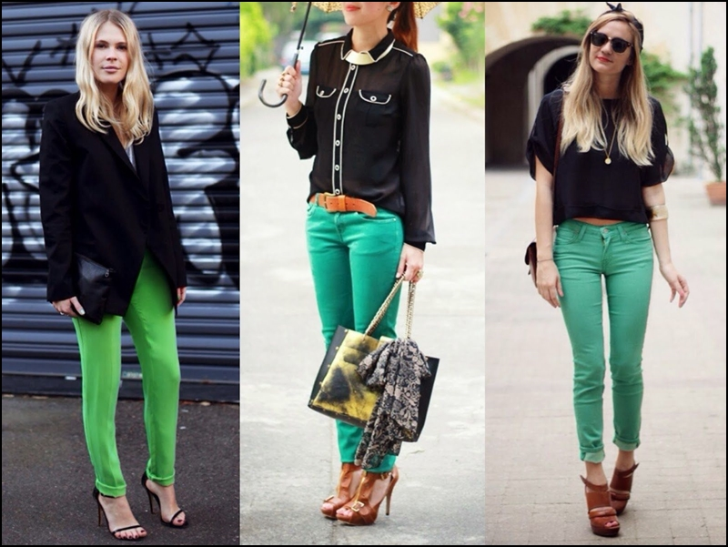 Yeşil pantolon kombinleri bayan