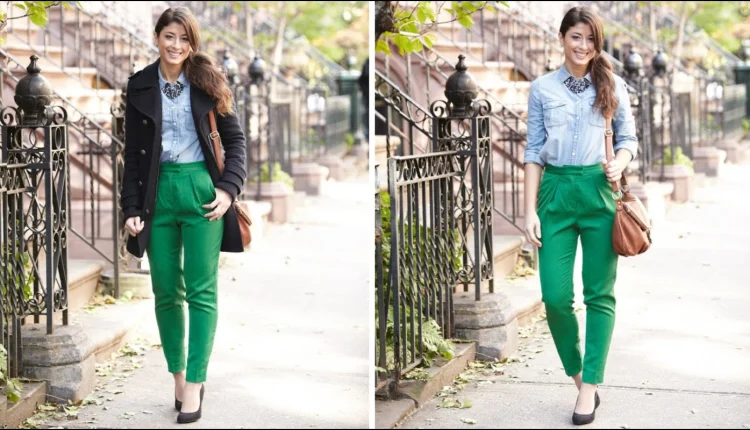 Yeşil Pantolon Kombinlerinde Bayan Modası1